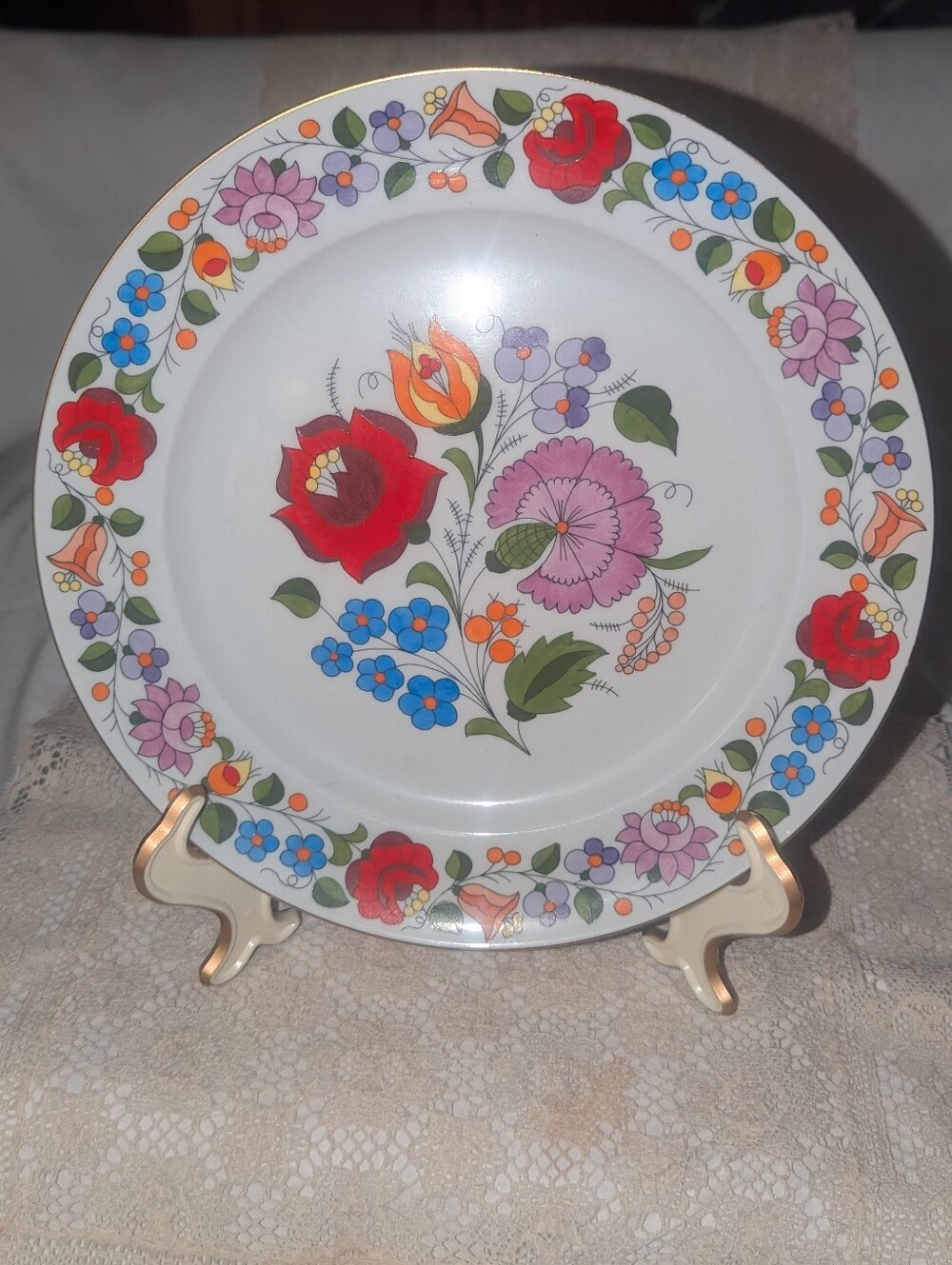 Vintage Kalocsa Hand painted Hungarian Collector Plate